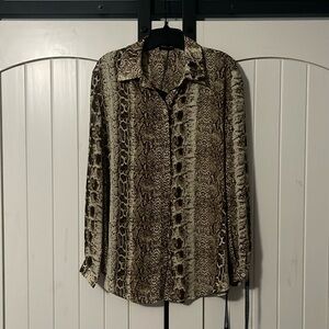 Brown Snake Print Oversized Shirt